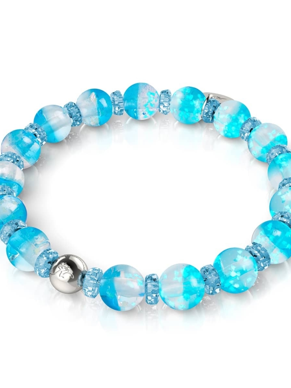 NOGU Aquamarine Ice Firefly Glass Snow Globe Bracelet
